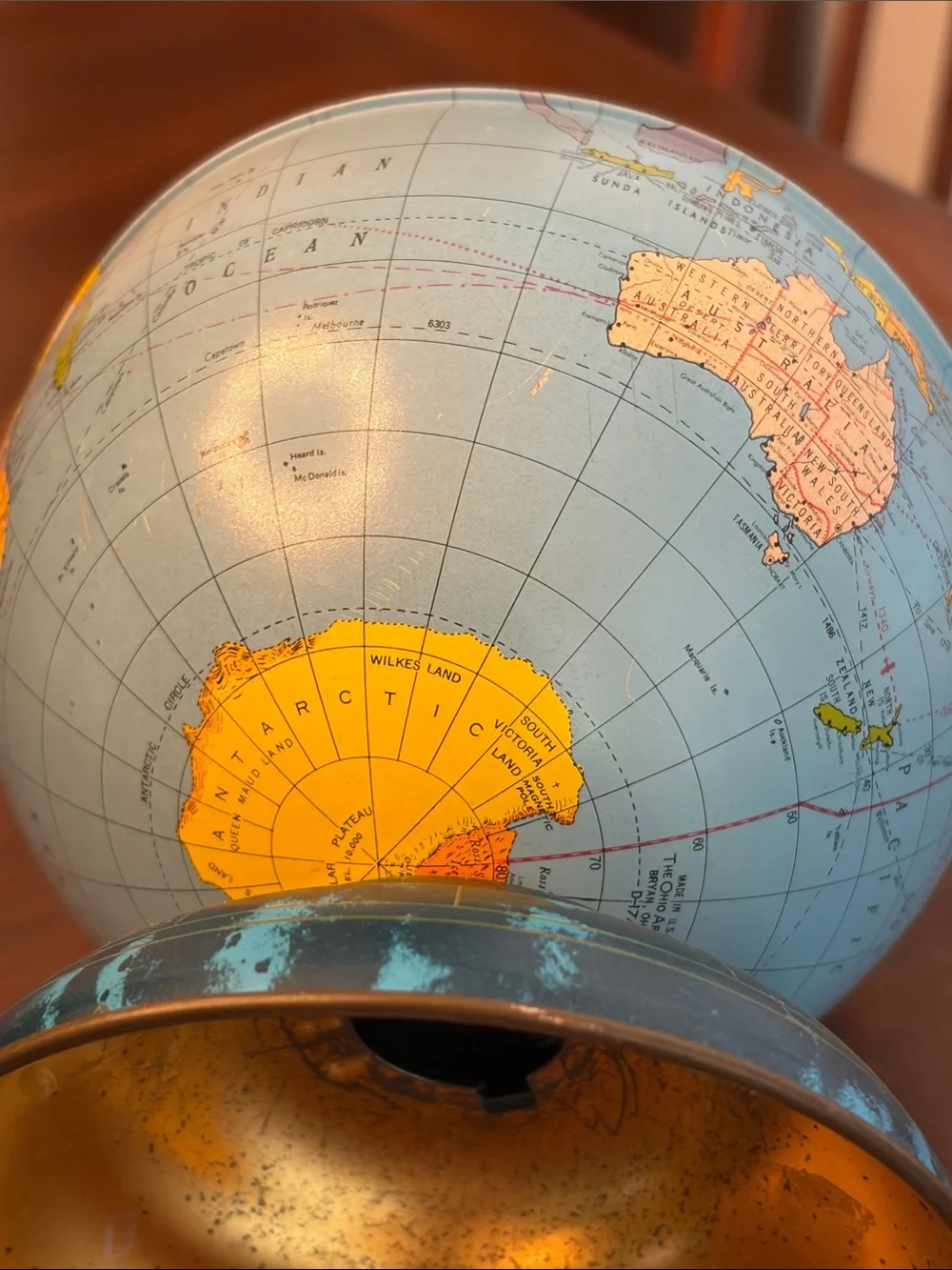 Ohio Art Classic Vintage Blue Globe Money Bank John Glenn Orbital Flight Zodiac